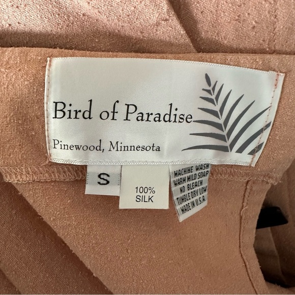 Minimalist Dress Embroidered Leaf V-neck 100% Silk Earthy Blush Lagenlook Small - Picture 9 of 11